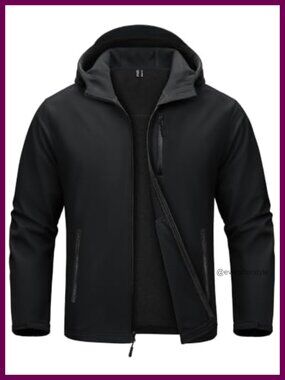 Waterproof Fleece Lined Softshell Rain Jacket Hooded Windbreaker